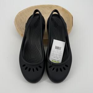 NWT Crocs Kadee Black Ballet Flats Sandals Waterproof Shoes Slip-On Size 10